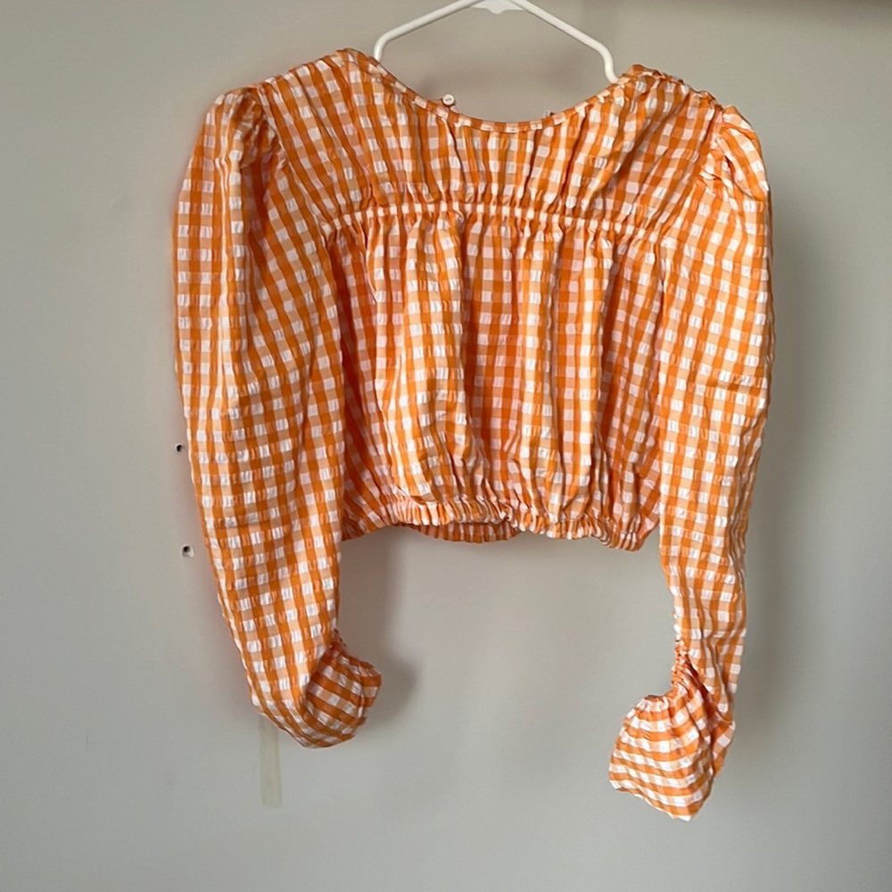 Zara orange gingham crop top